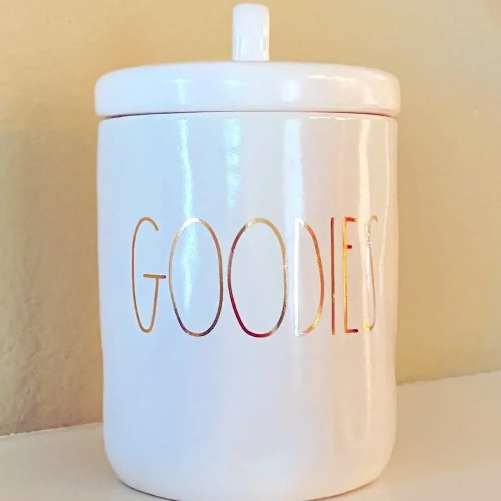 Rae Dunn GOODIES Canister LL Gold Iridescent Farmhouse Kitchen Decor Storage